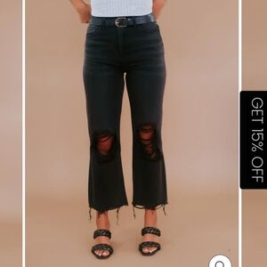 Risen Black Distressed Jeans 1XL